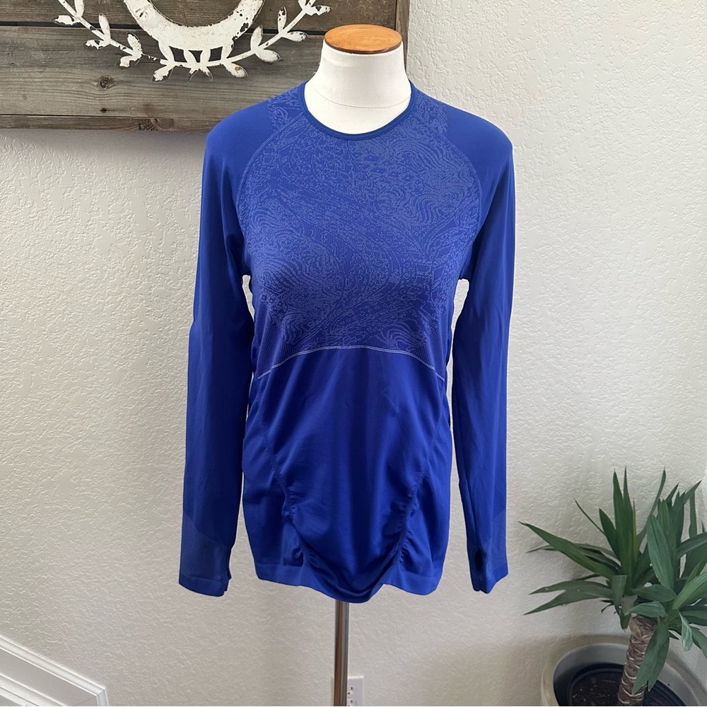Title Nine Women's Blue Purple Long Sleeve Top‎ Seamless Layering top size L